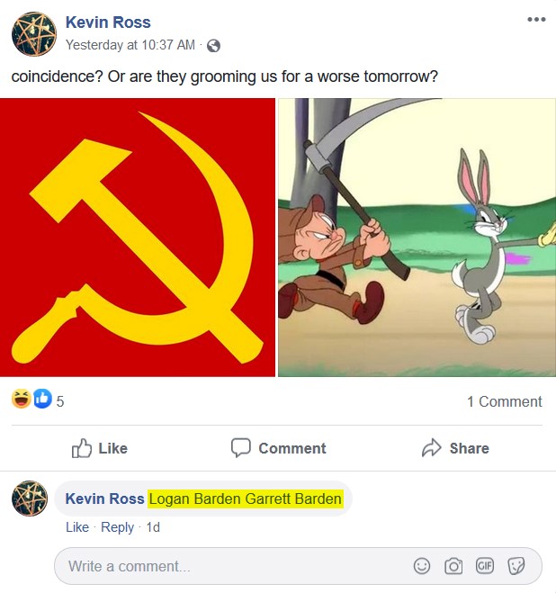 Kevin Ross tags the Barden bros in an anti-communist post