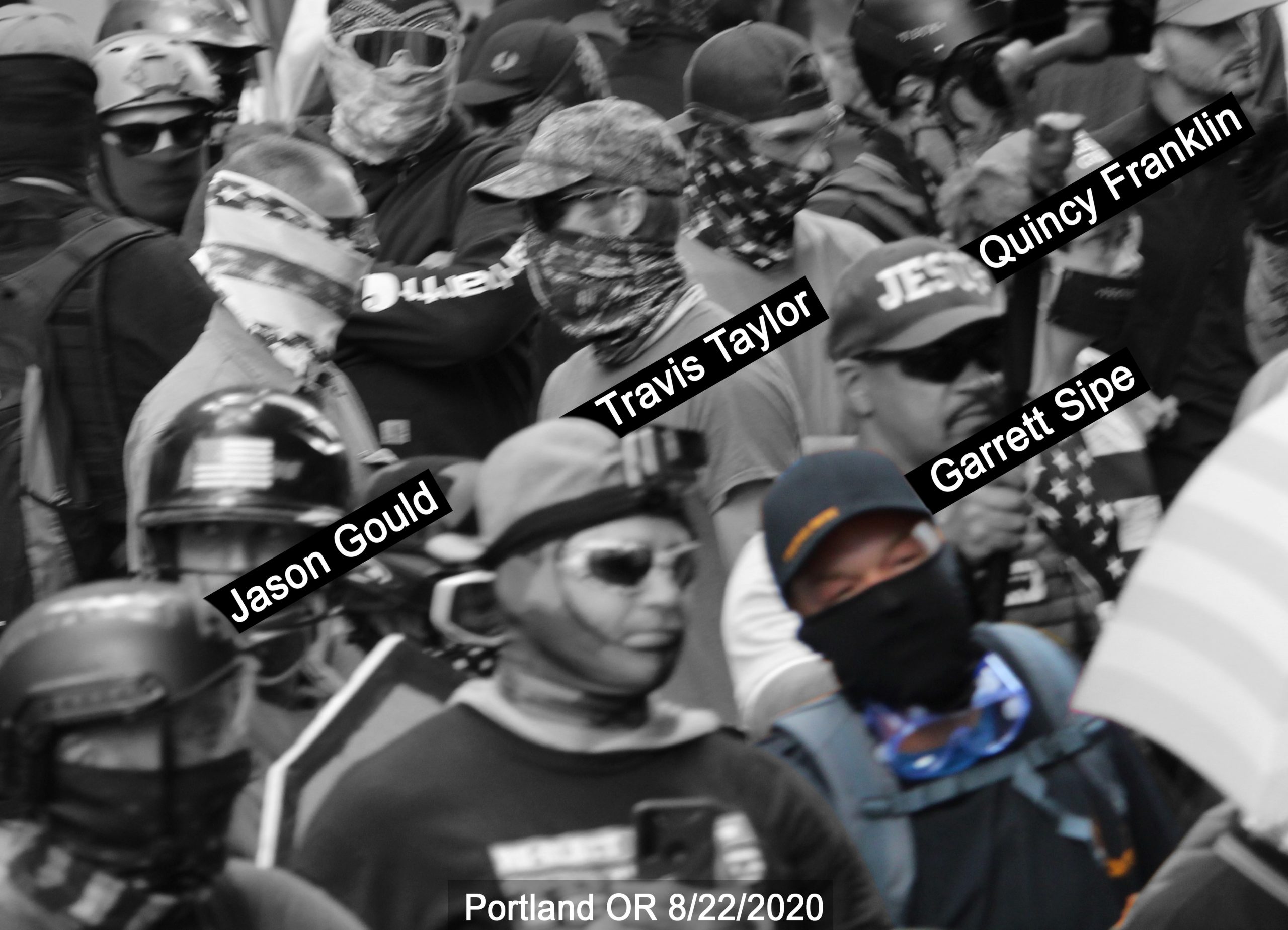 Garrett Sipe stands with other violent fascists in PDX on August 22 2020