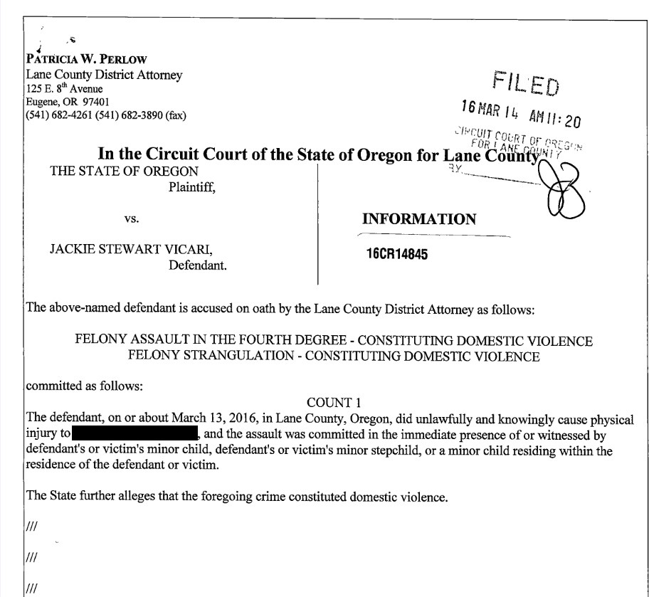 Legal document that shows that Jack Vicari has a history of domestic violence